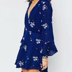 Free People Navy Floral Mini Dress